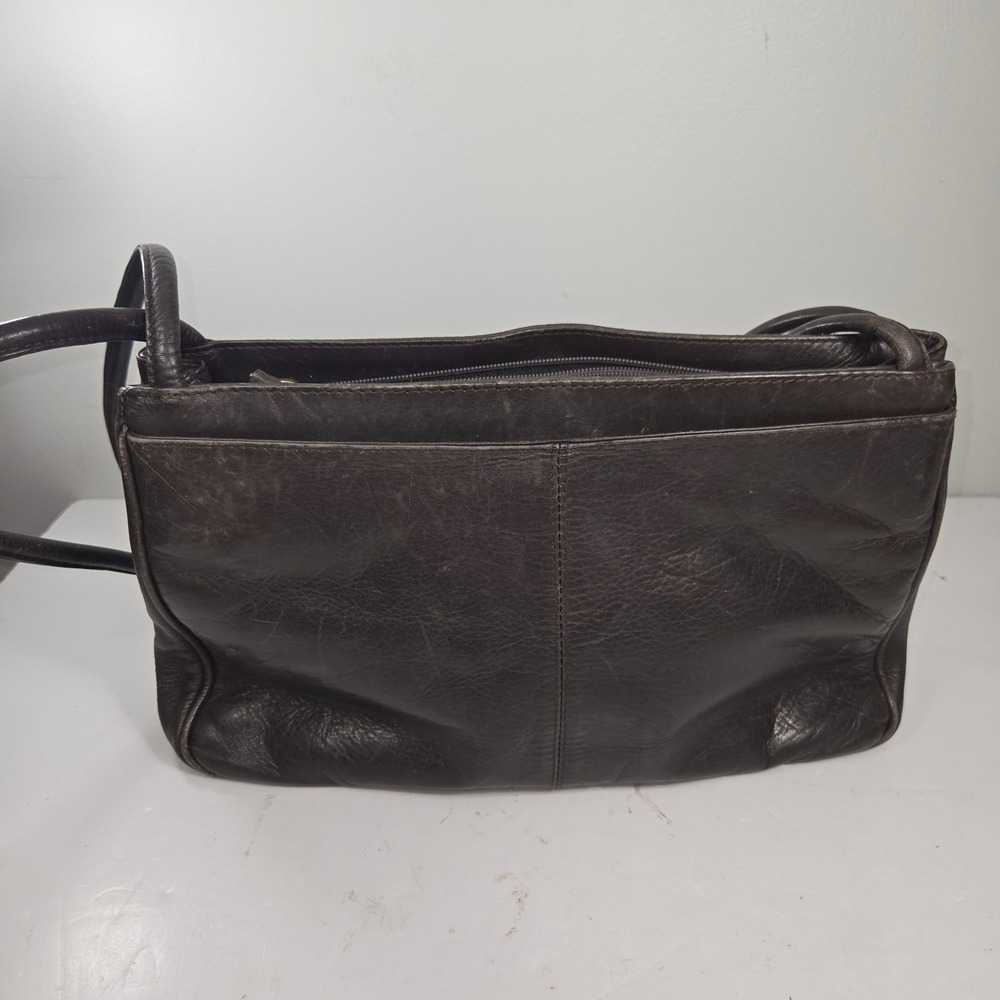Tano Vintage Espresso Brown Leather Shoulder Bag Minimalist Y2K 90s Purse